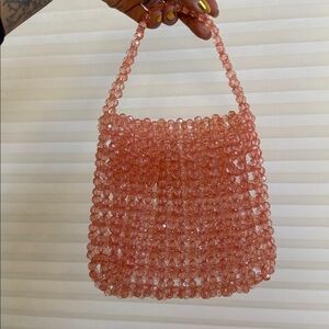 Vintage Peach Beaded Mini Handbag